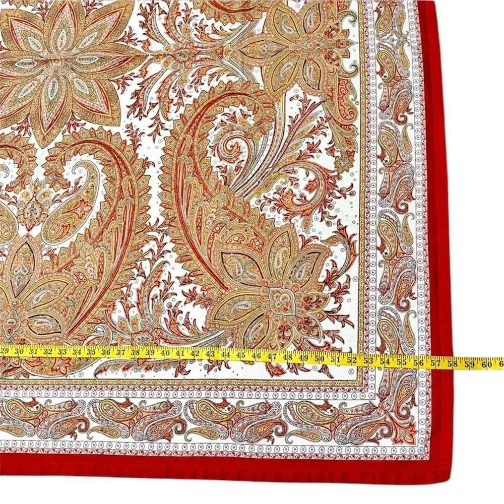 Maison d'Hermine Paisley Cotton Tablecloth 58X61 Red Brown Rustic Farmhouse